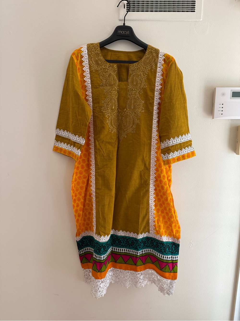 Women’s Embroidered Mustard and Orange Kurta